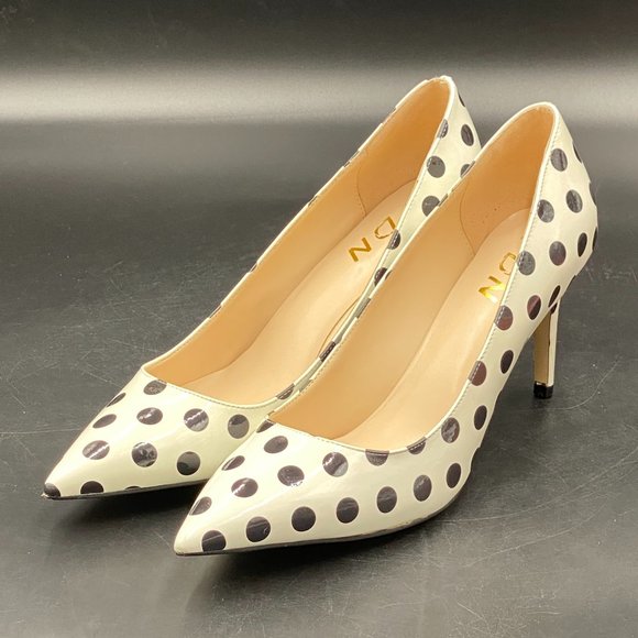White Polka Dot Chic Pointed Toe Stilettos Heel Pumps Shoes - Picture 4 of 10